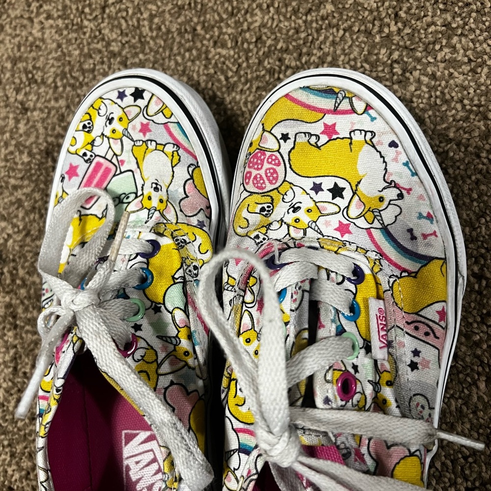 Vans Kids White Sneakers with Pink & Yellow Character Print - Picture 2 of 5